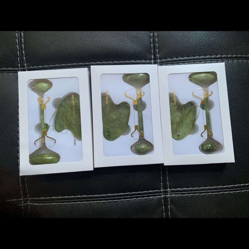 Total 3 Boxes - Brand New - 100% Natural Jade Roller and Gua Sha Tools S…